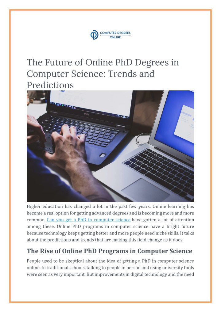 the future of online phd degrees in computer n.w