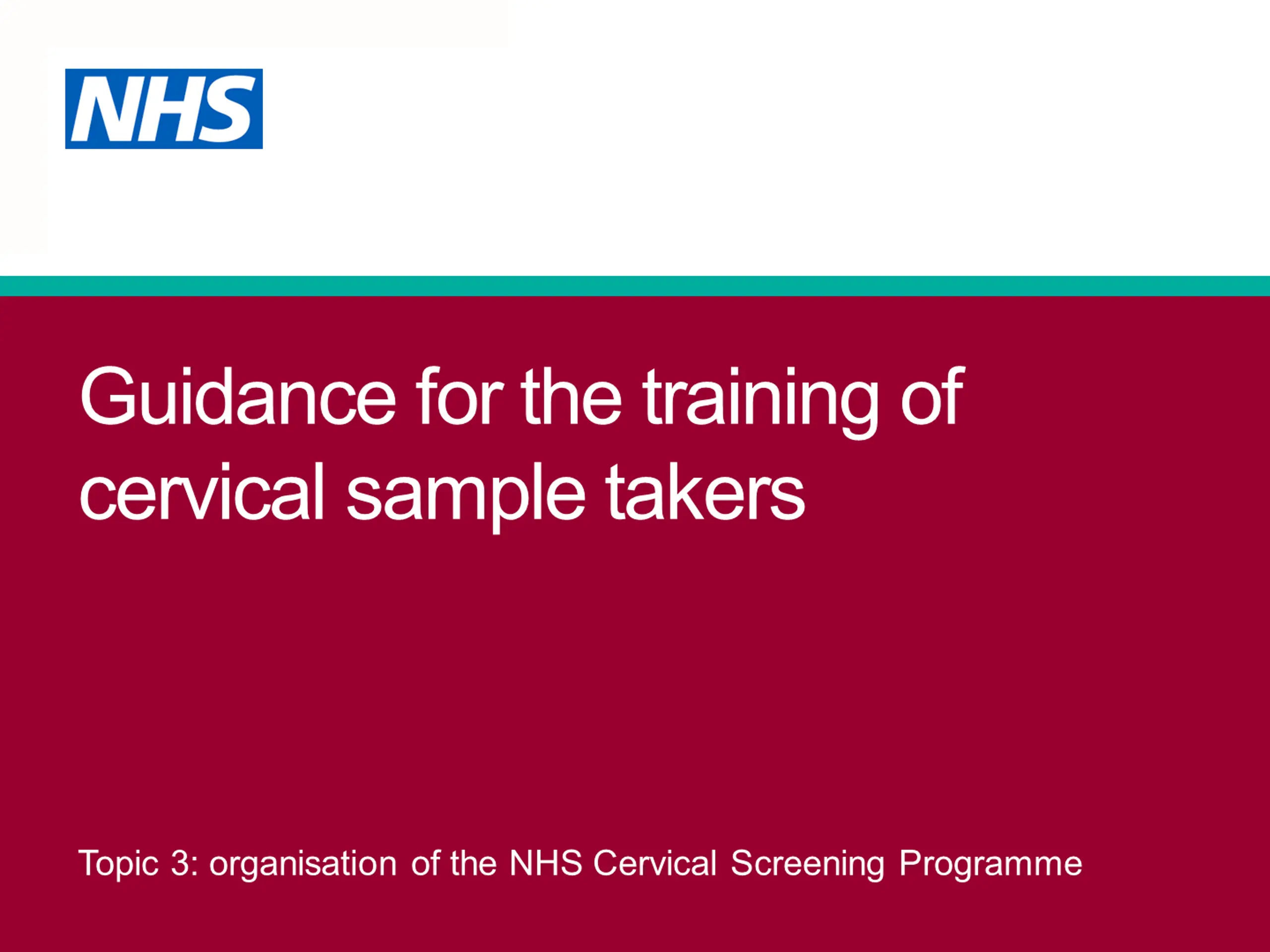 Guidance for the training of cervical sample takers