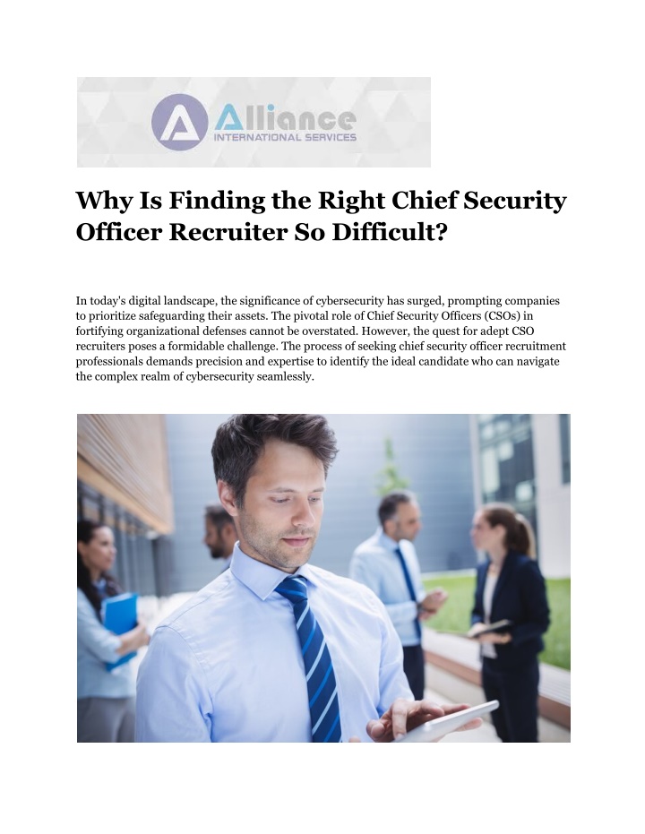 why is finding the right chief security officer n.w