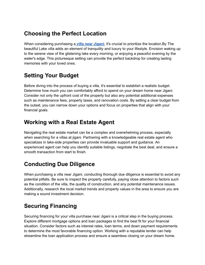 choosing the perfect location n.w