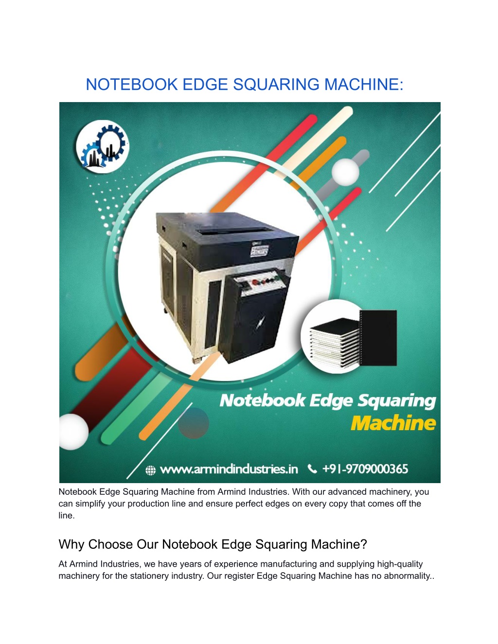 notebook edge squaring machine l.w