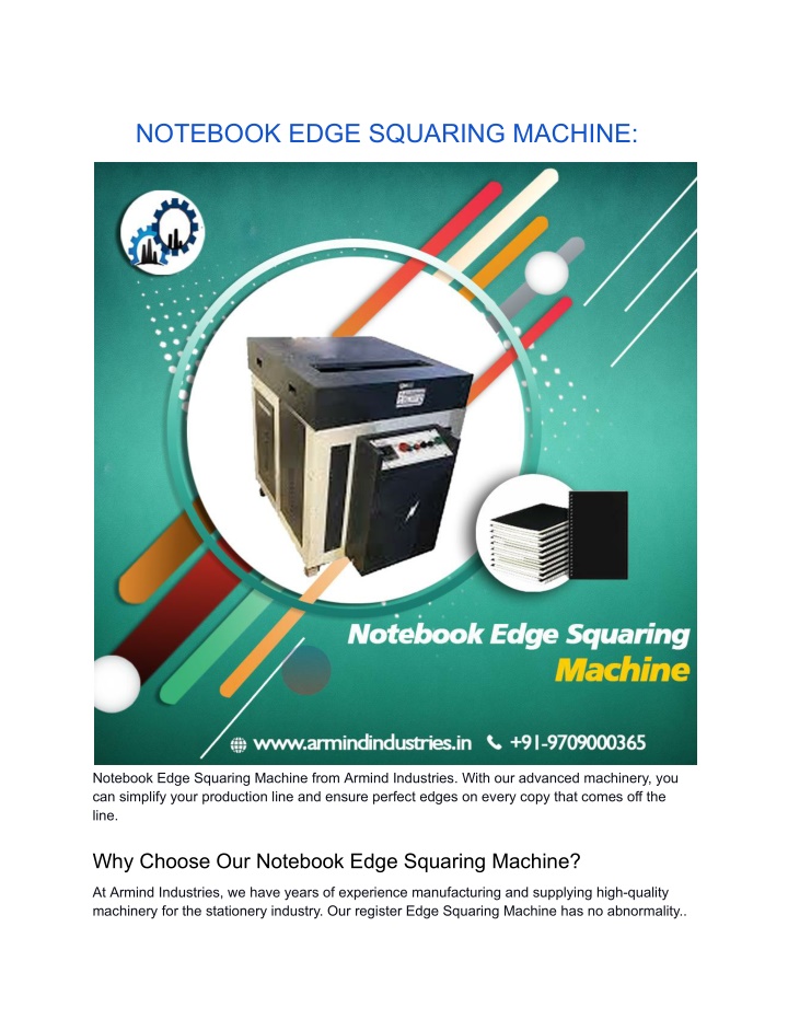 notebook edge squaring machine n.w