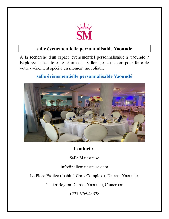 salle v nementielle personnalisable yaound n.w