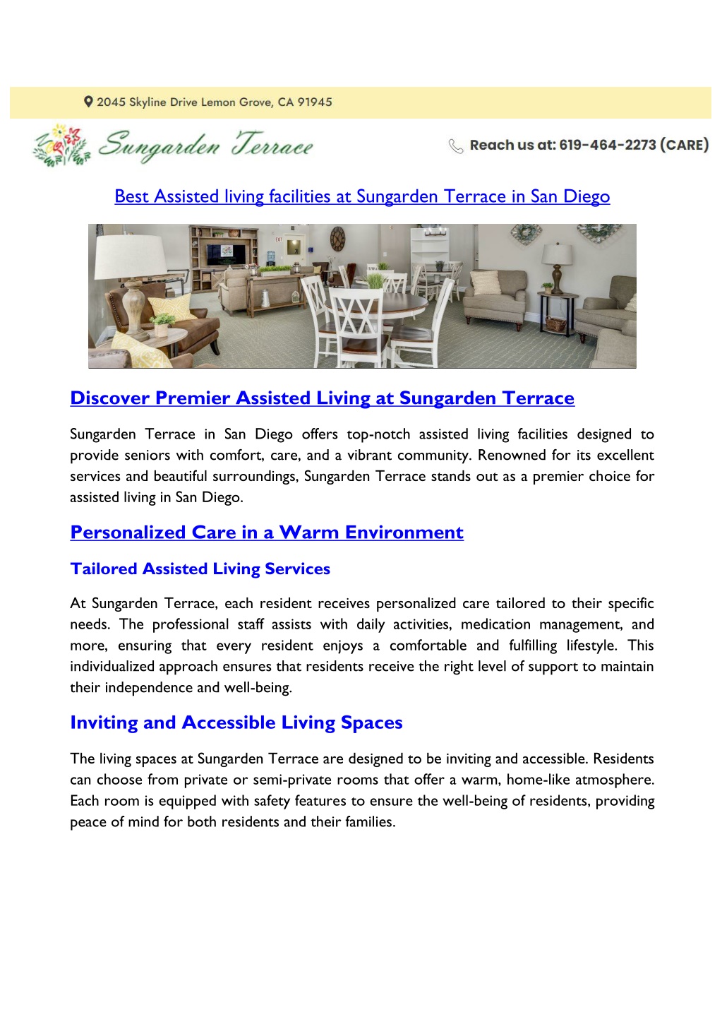 best assisted living facilities at sungarden l.w