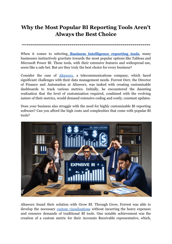 why the most popular bi reporting tools aren n.w