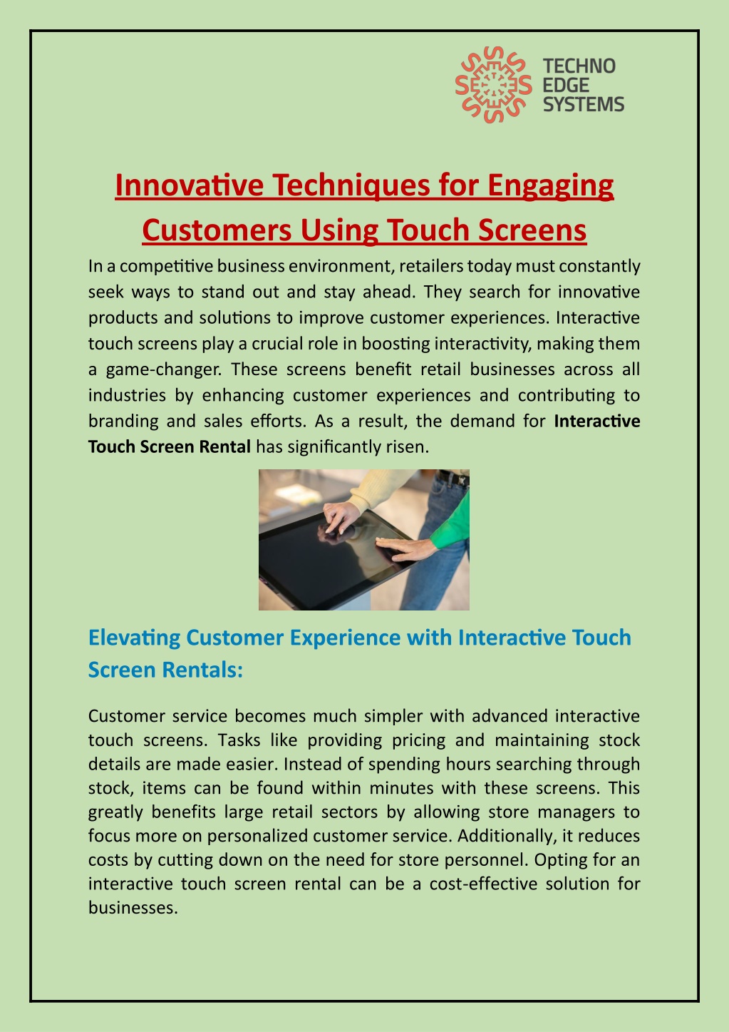 innovative techniques for engaging customers l.w
