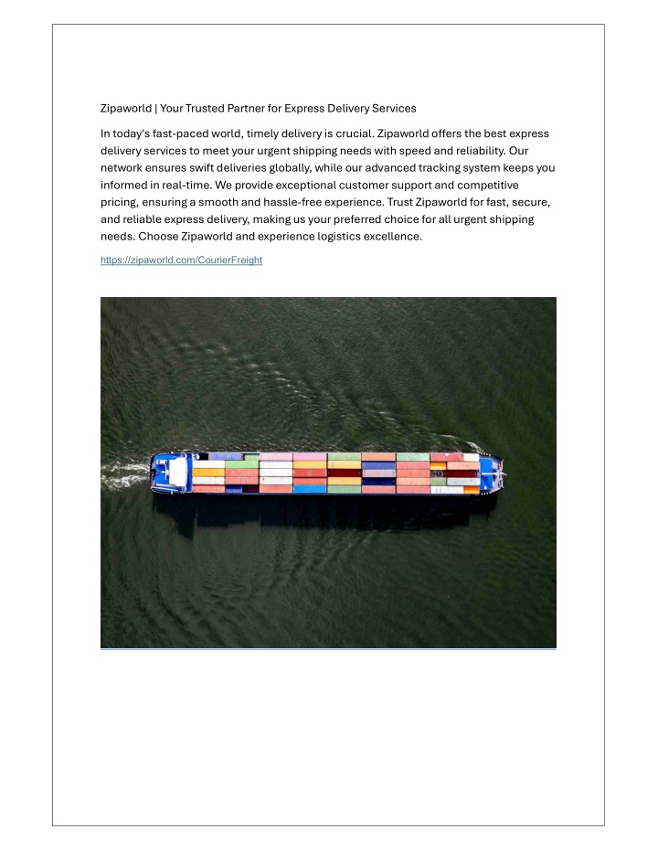 zipaworld your trusted partner for express n.w