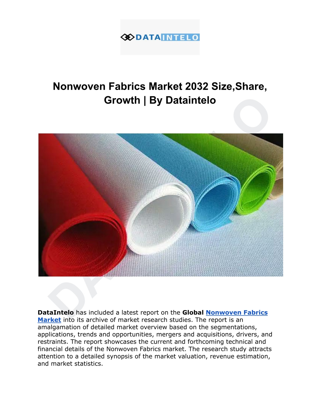 nonwoven fabrics market 2032 size share growth l.w