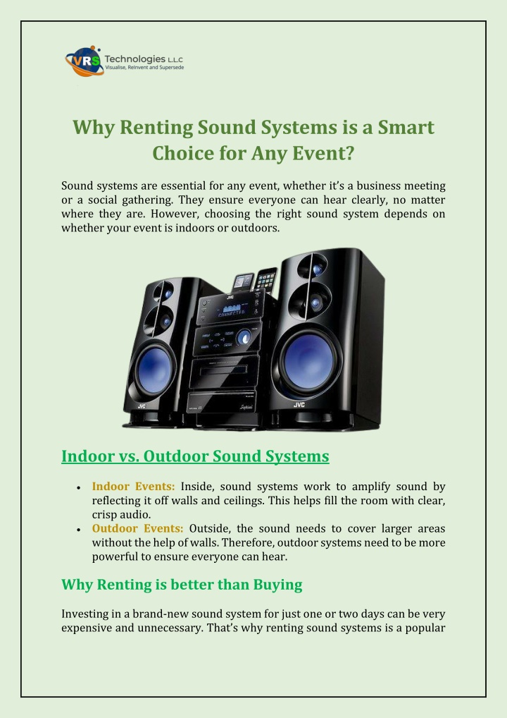 why renting sound systems is a smart choice n.w