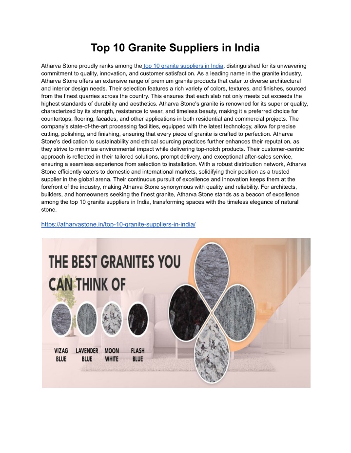 top 10 granite suppliers in india n.w