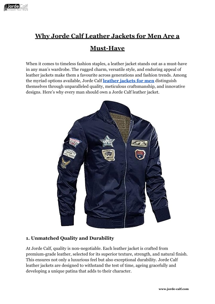 why jorde calf leather jackets for men are a n.w