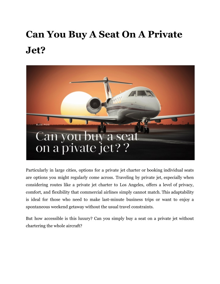 can you buy a seat on a private n.w