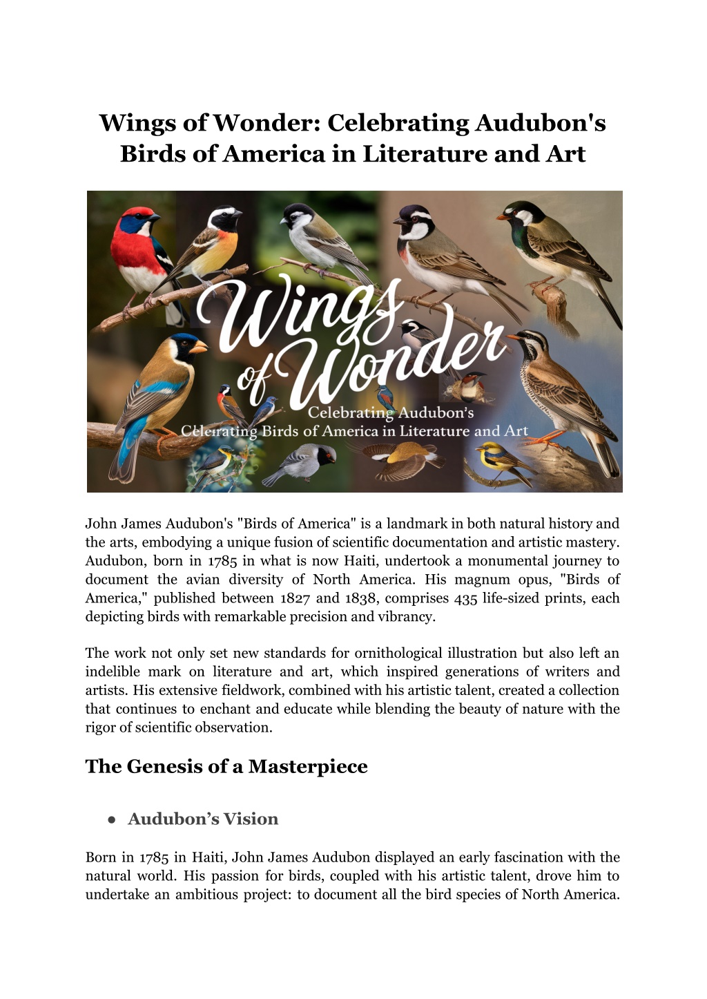 wings of wonder celebrating audubon s birds l.w