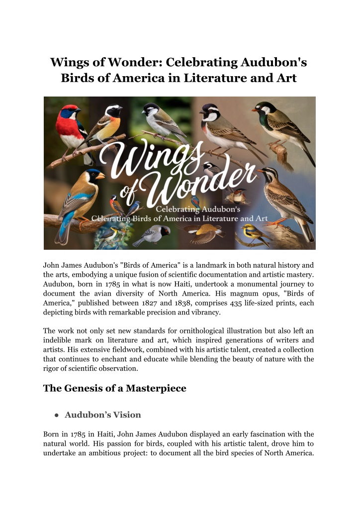 wings of wonder celebrating audubon s birds n.w
