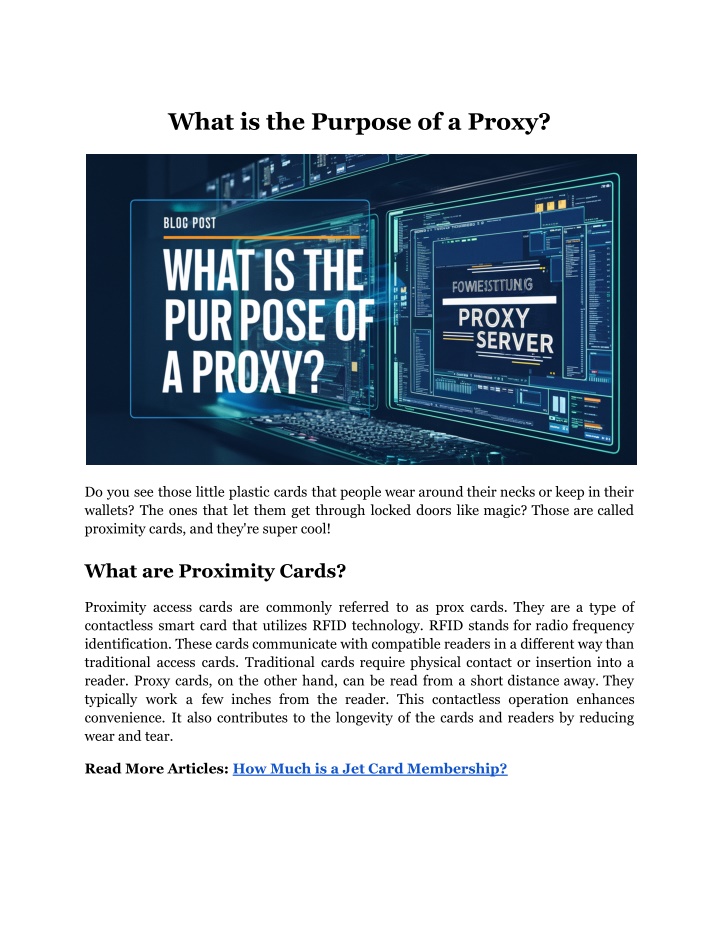 what is the purpose of a proxy n.w