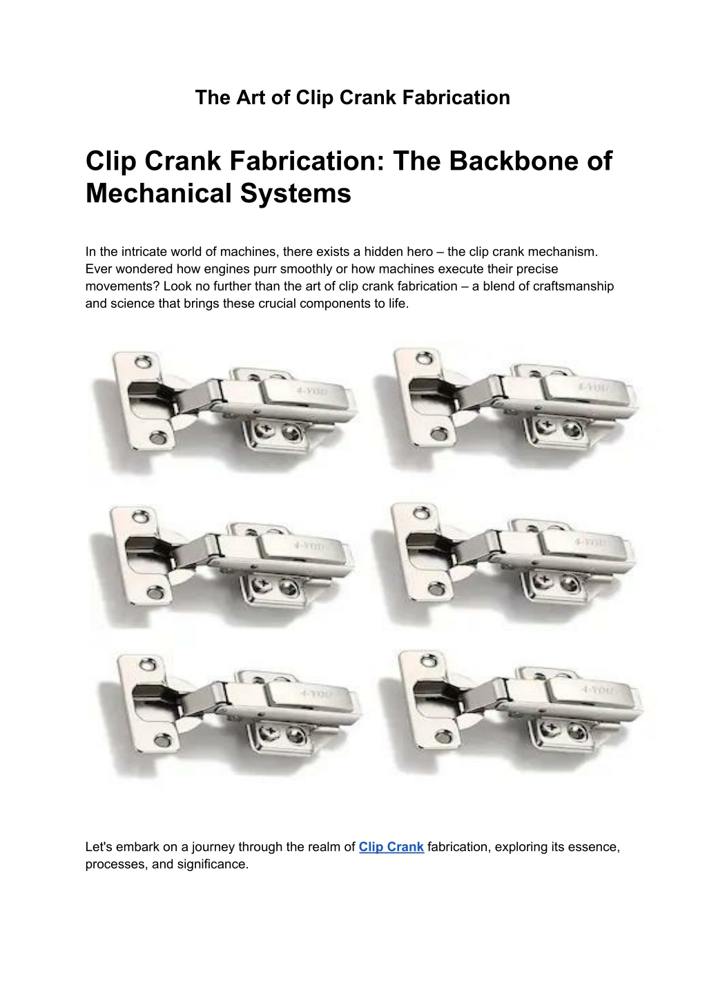 the art of clip crank fabrication l.w