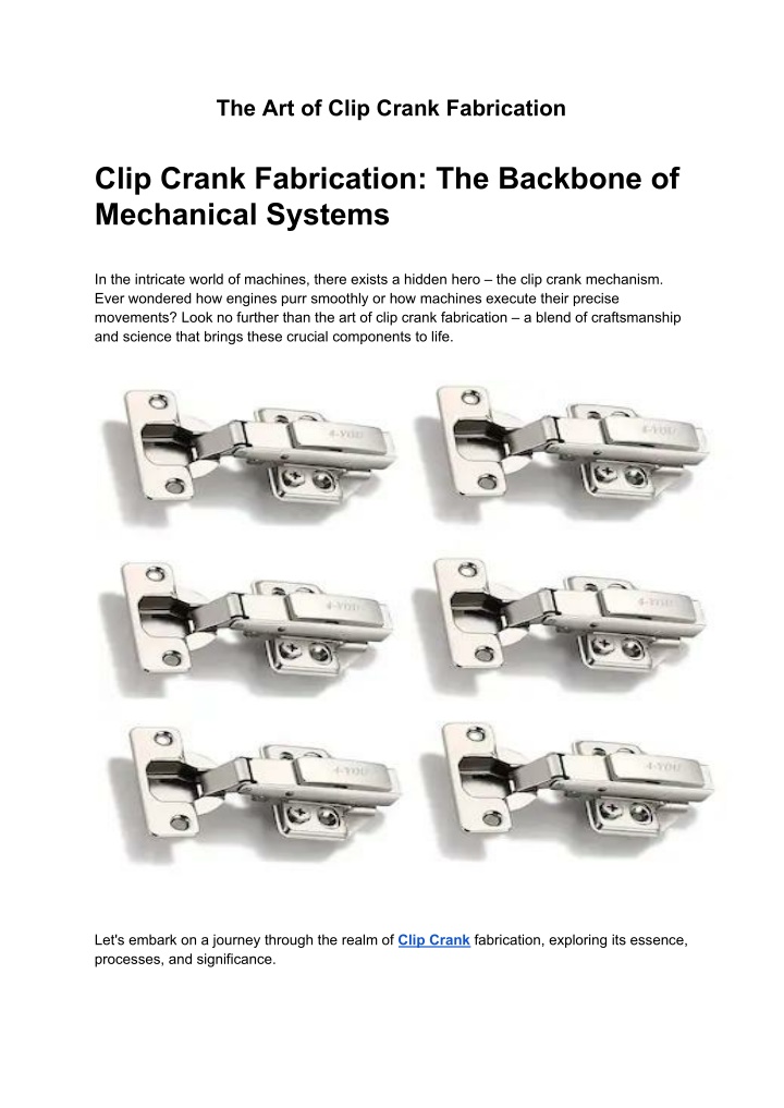 the art of clip crank fabrication n.w