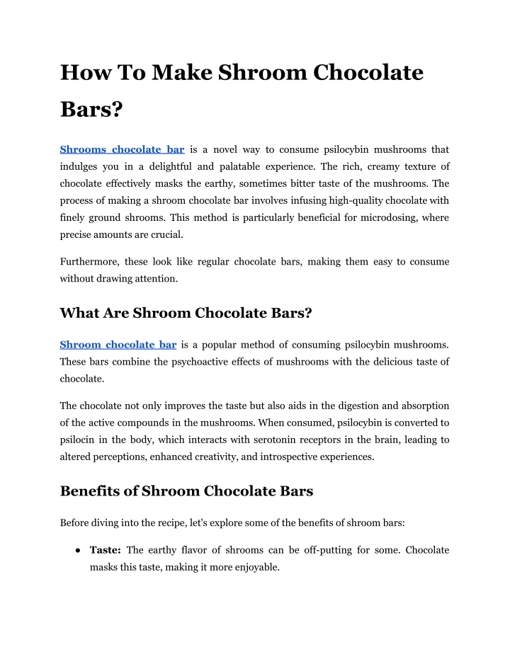how to make shroom chocolate n.w