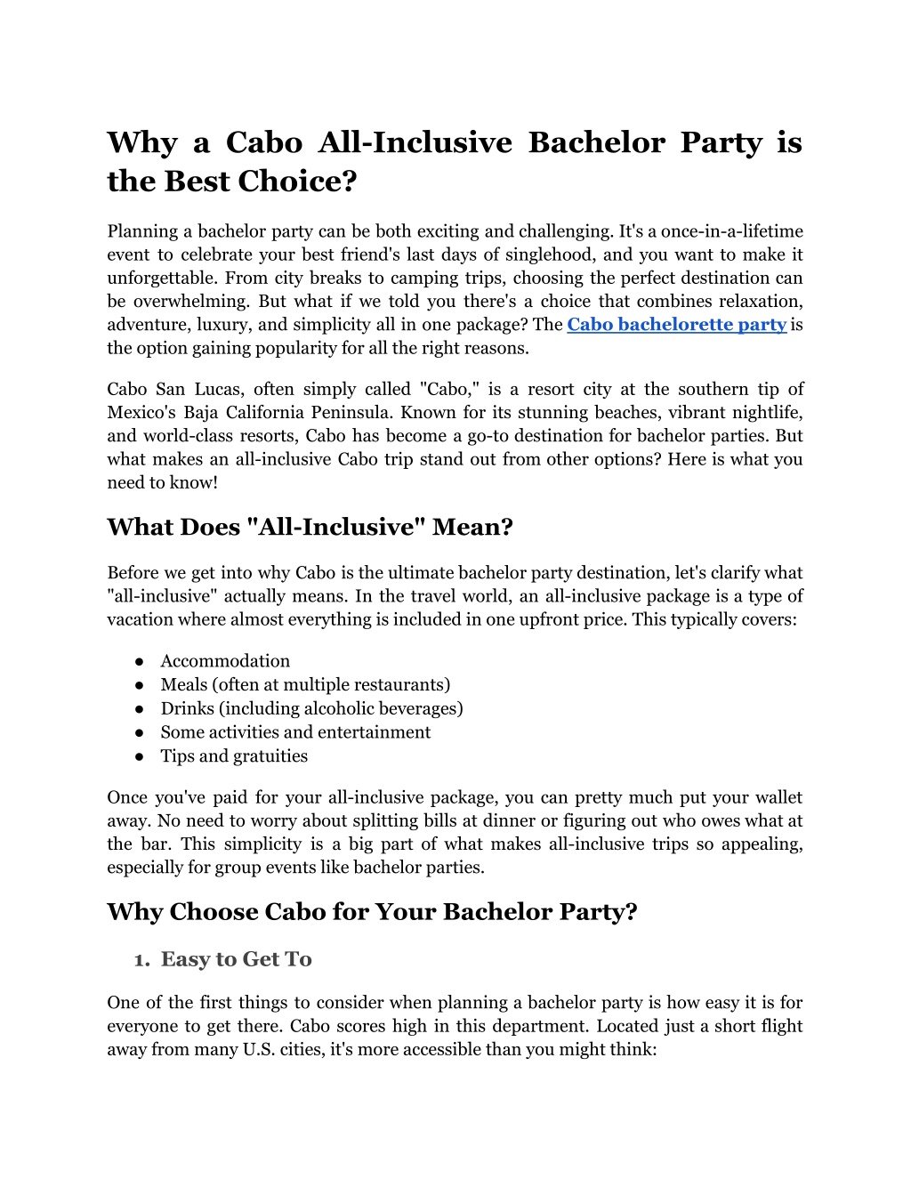 why a cabo all inclusive bachelor party l.w