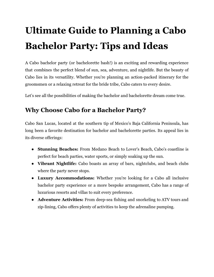 ultimate guide to planning a cabo n.w