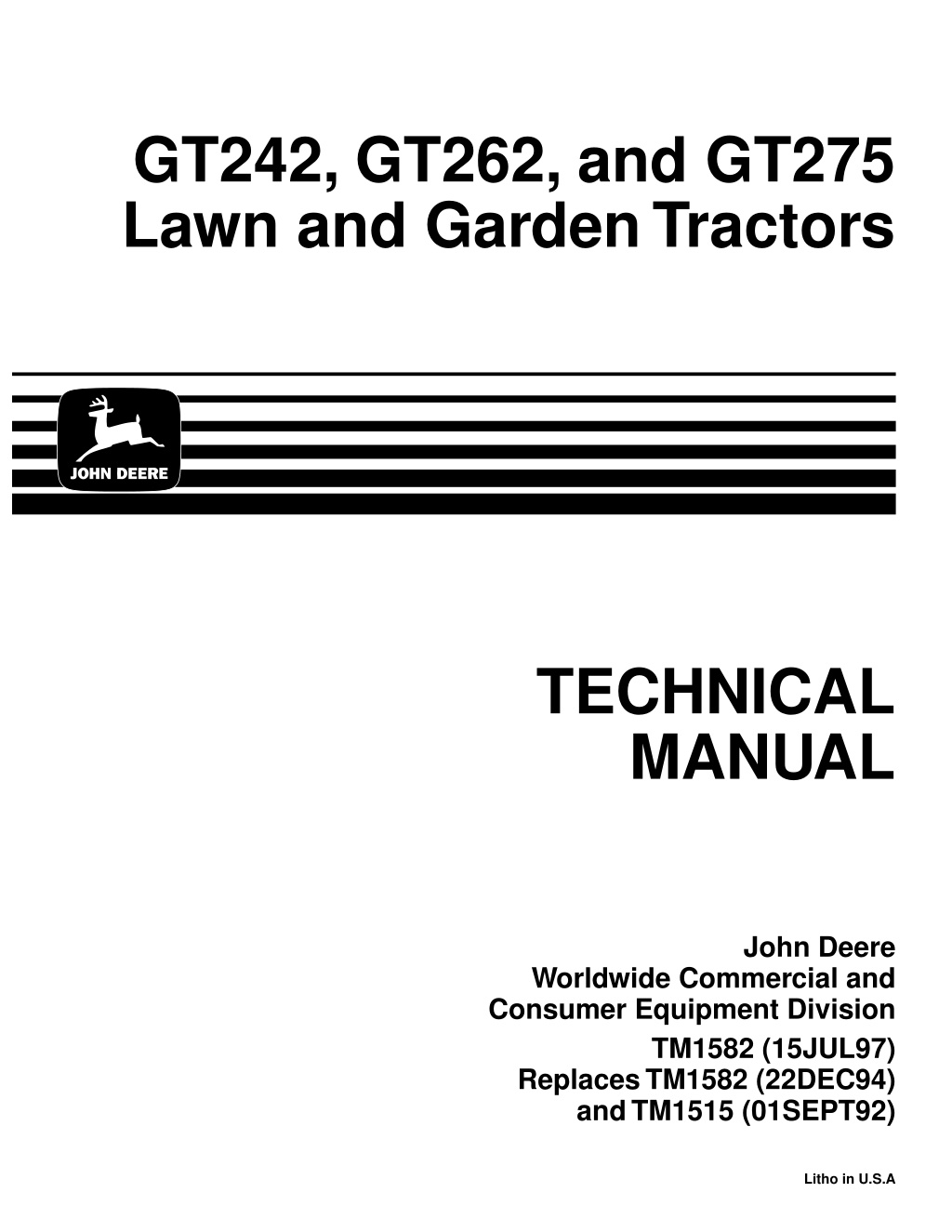 gt242 gt262 and gt275 lawn and garden tractors l.w