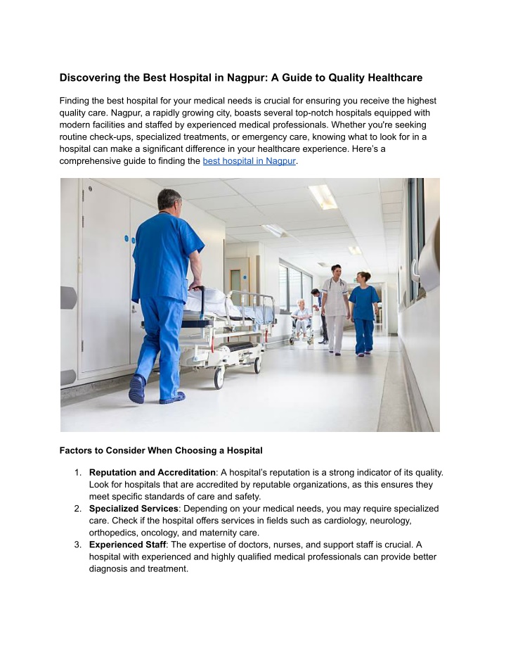 discovering the best hospital in nagpur a guide n.w