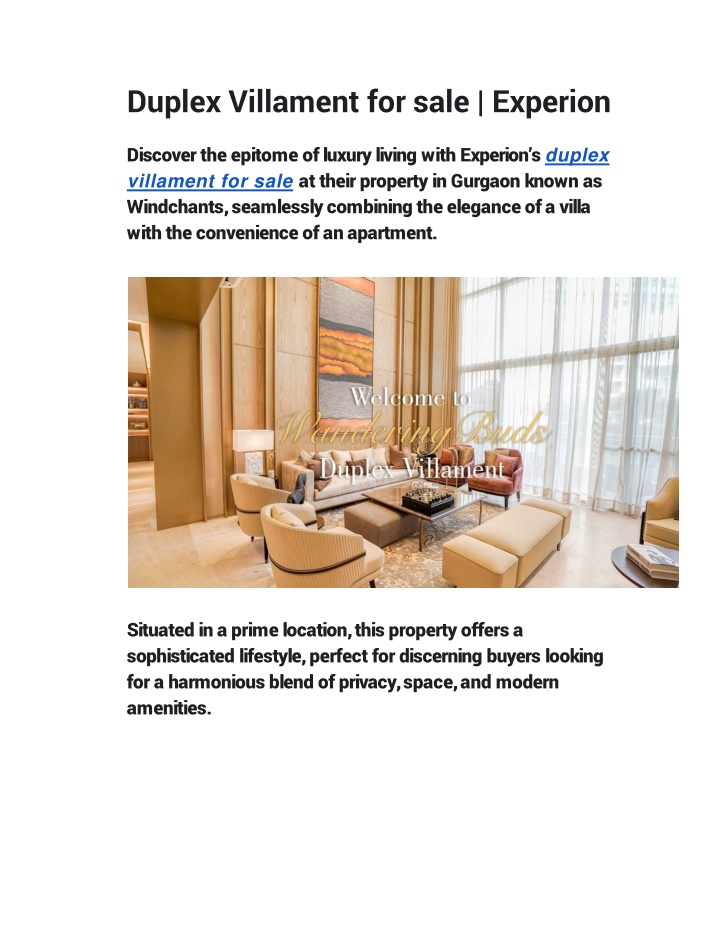Duplex Villament for sale | Experion