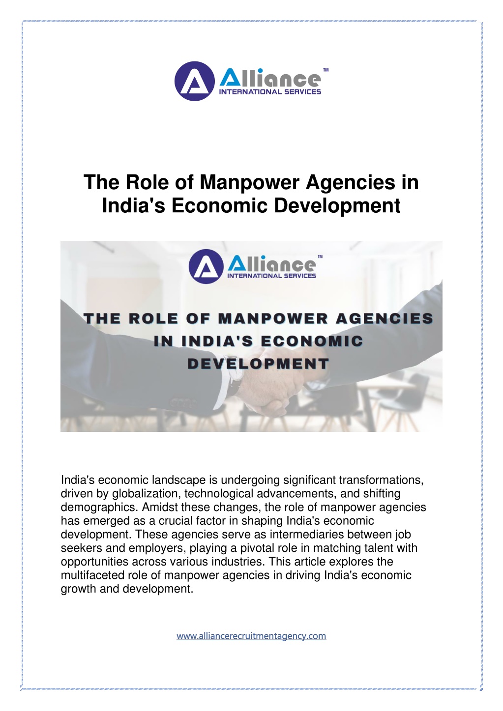 the role of manpower agencies in india s economic l.w