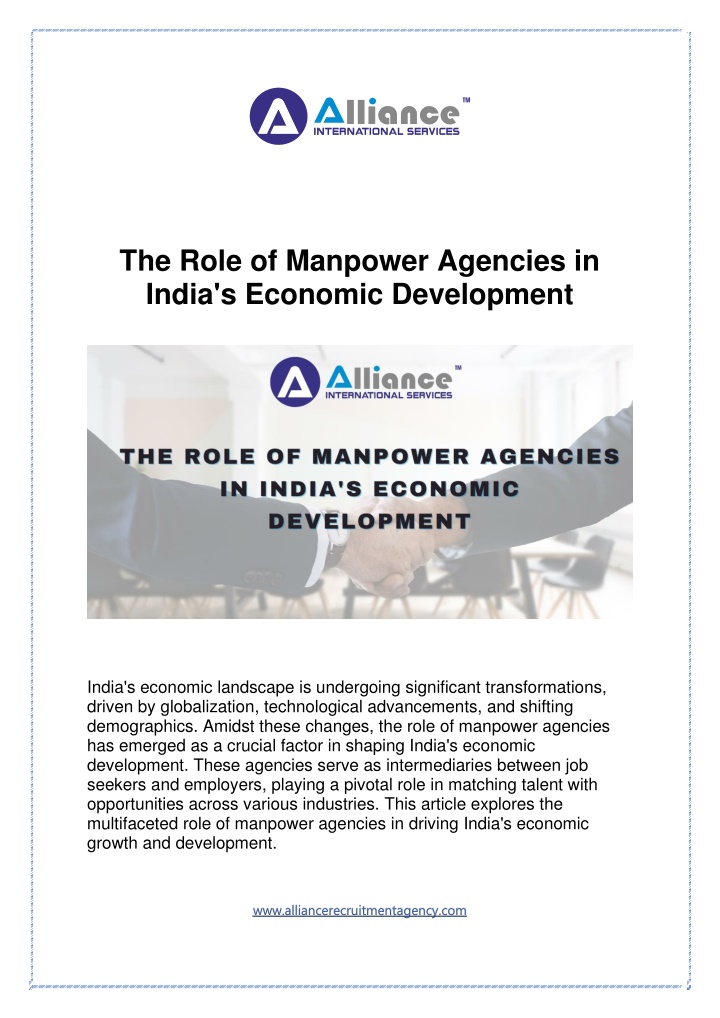 the role of manpower agencies in india s economic n.w