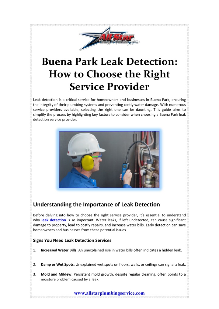 buena park leak detection how to choose the right n.w
