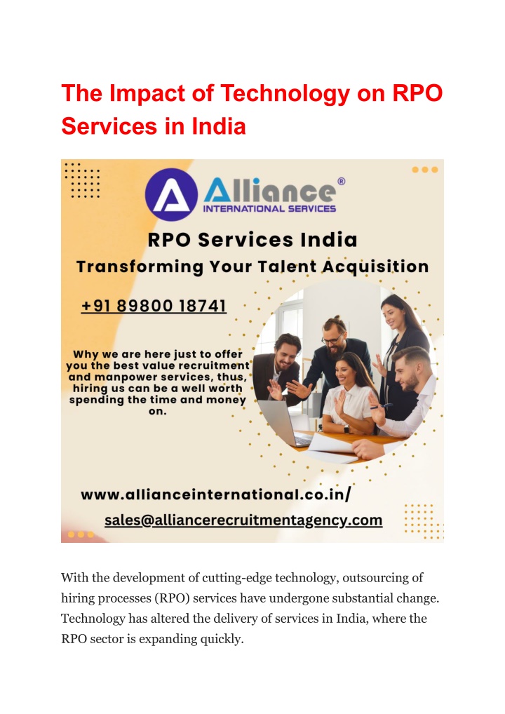 the impact of technology on rpo services in india n.w