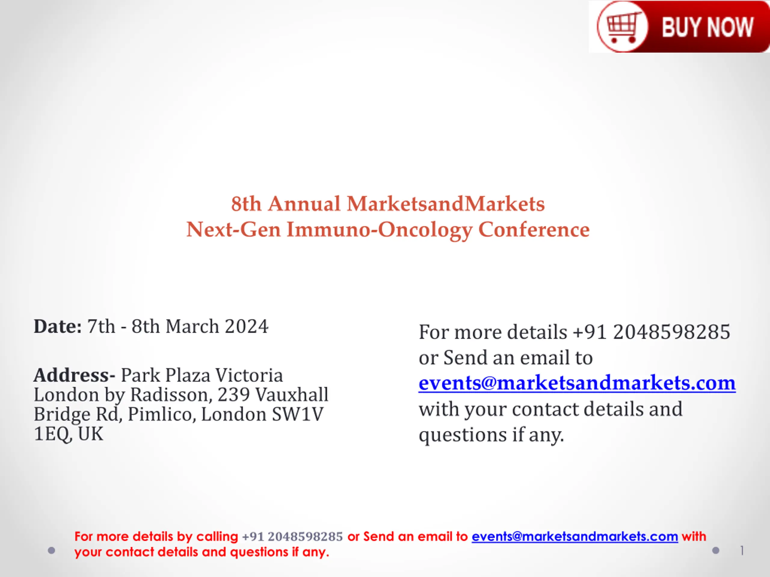 8th Next-Gen Immuno-Oncology Conference | 7th - 8th March 2024