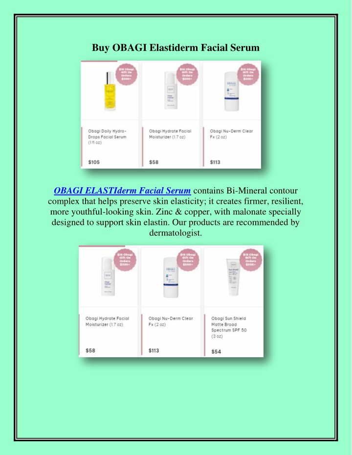 buy obagi elastiderm facial serum n.w