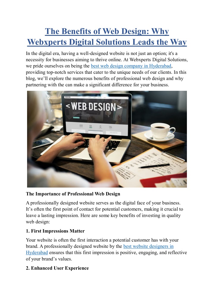 the benefits of web design why webxperts digital n.w