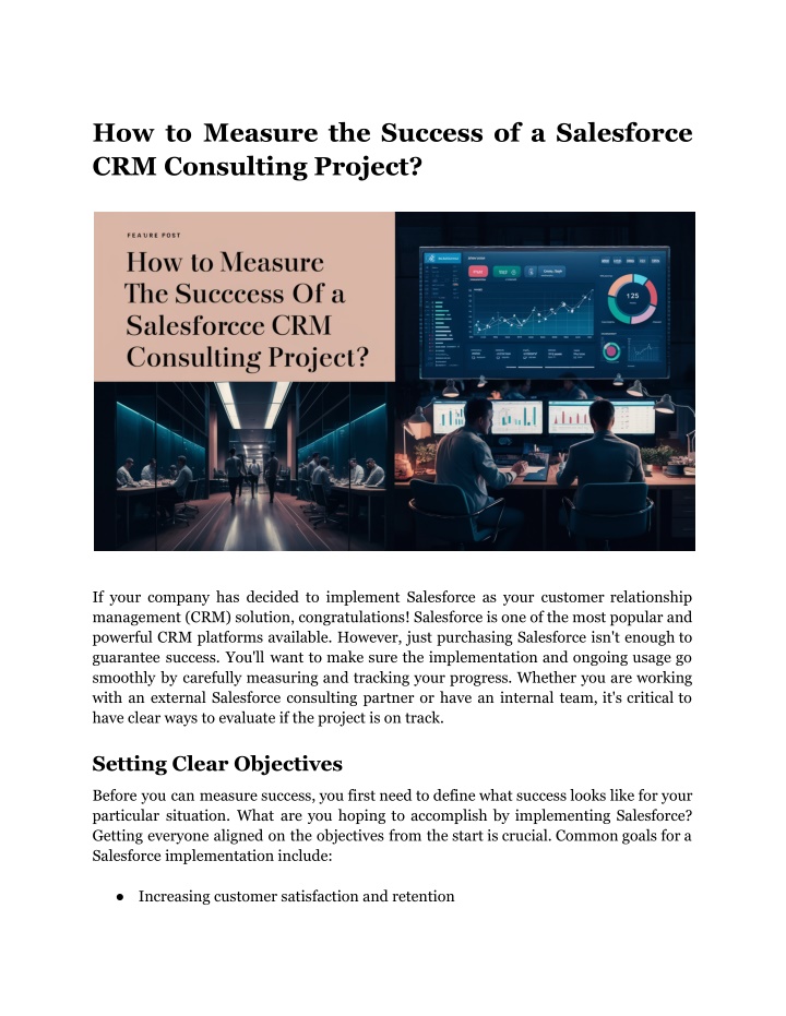 how to measure the success of a salesforce n.w