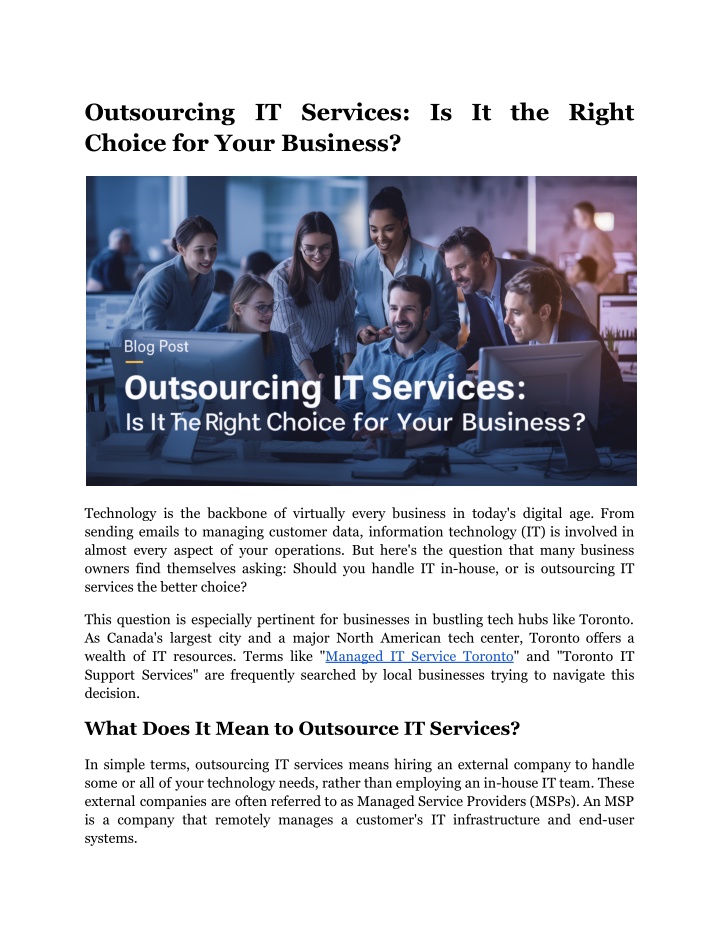 outsourcing it services is it the right choice n.w