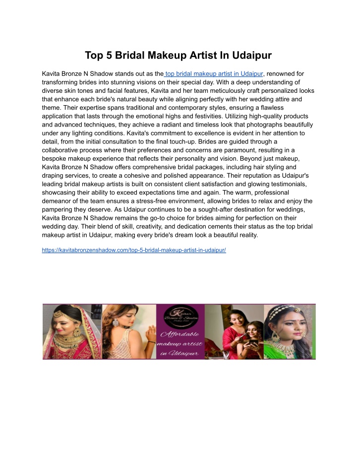 top 5 bridal makeup artist in udaipur n.w