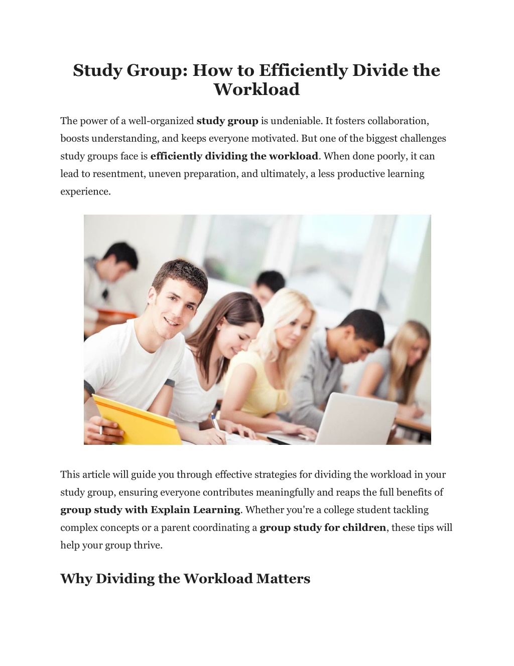 study group how to efficiently divide the workload l.w