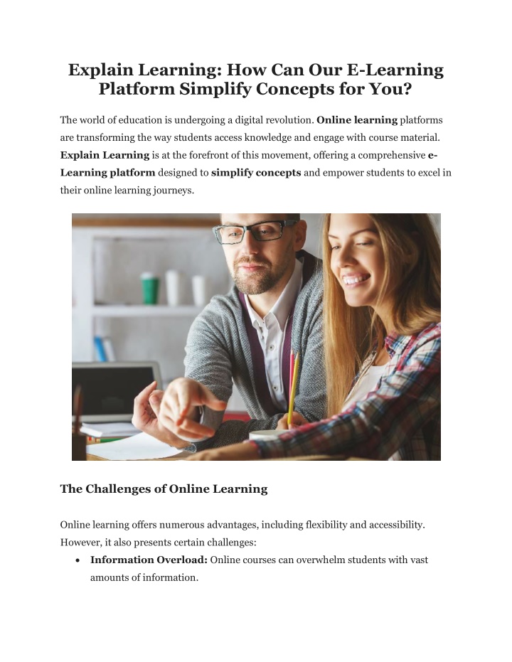 explain learning how can our e learning platform n.w