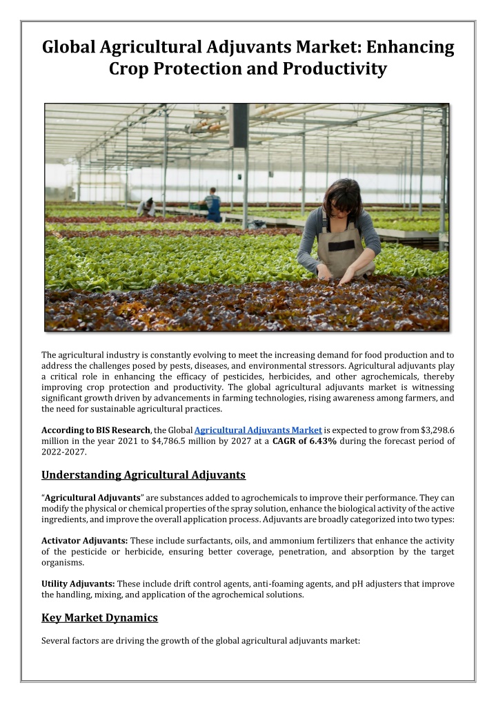 global agricultural adjuvants market enhancing n.w