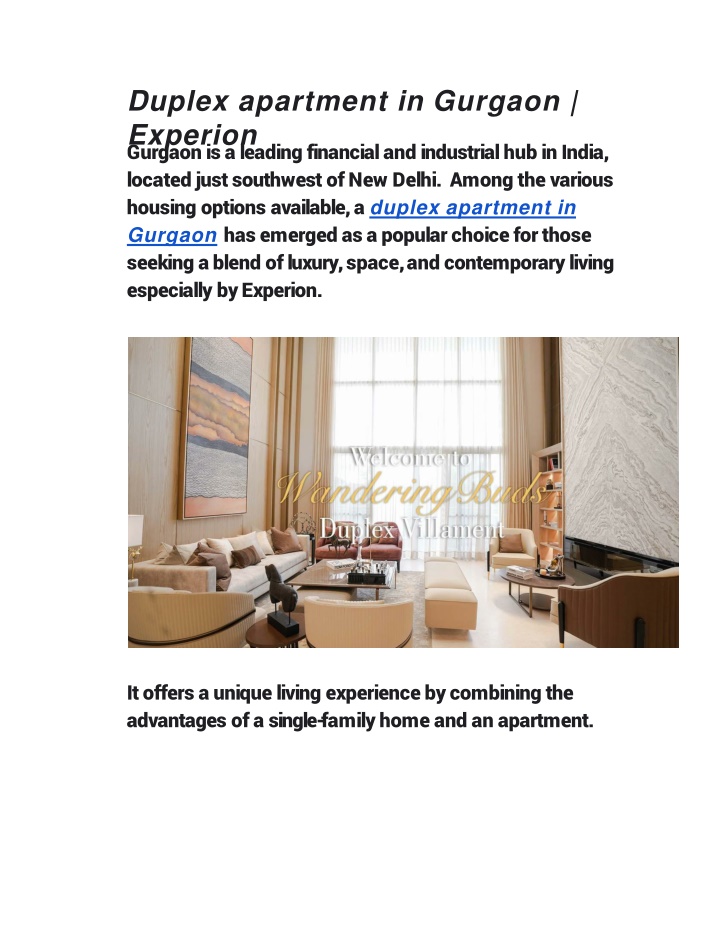 Duplex apartment in Gurgaon | Experion