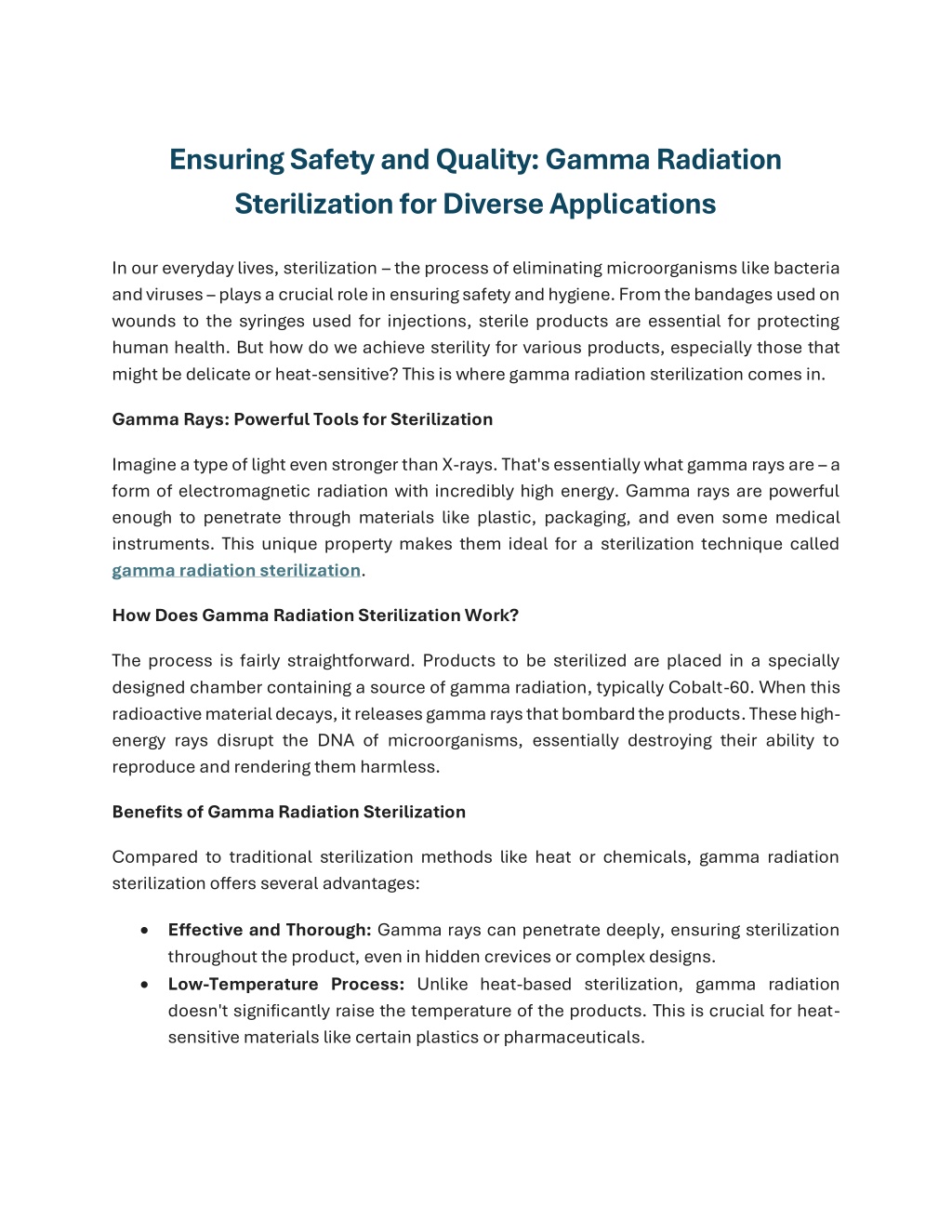 ensuring safety and quality gamma radiation l.w