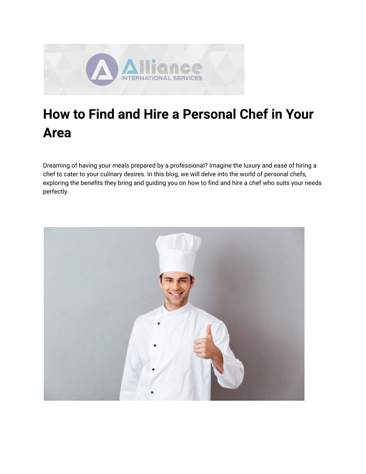 how to find and hire a personal chef in your area n.w