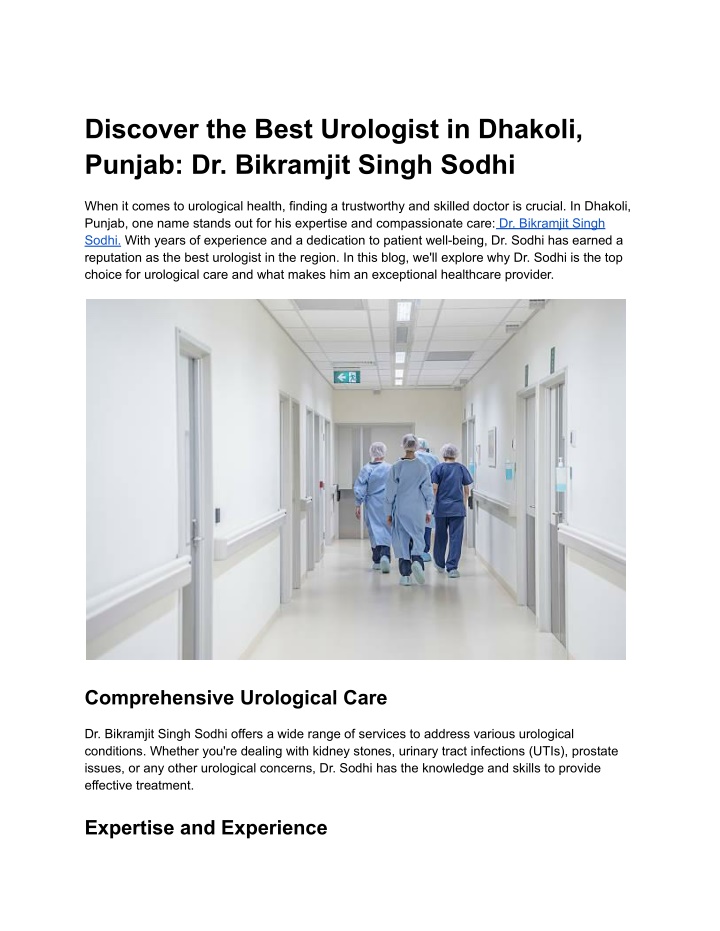 discover the best urologist in dhakoli punjab n.w