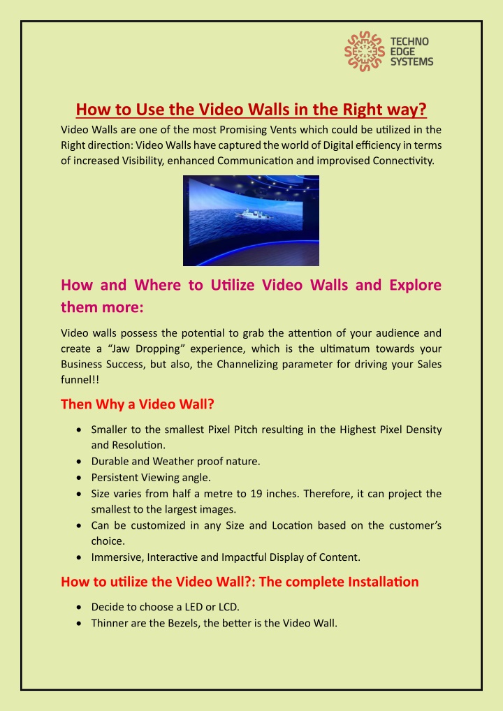 how to use the video walls in the right way video n.w