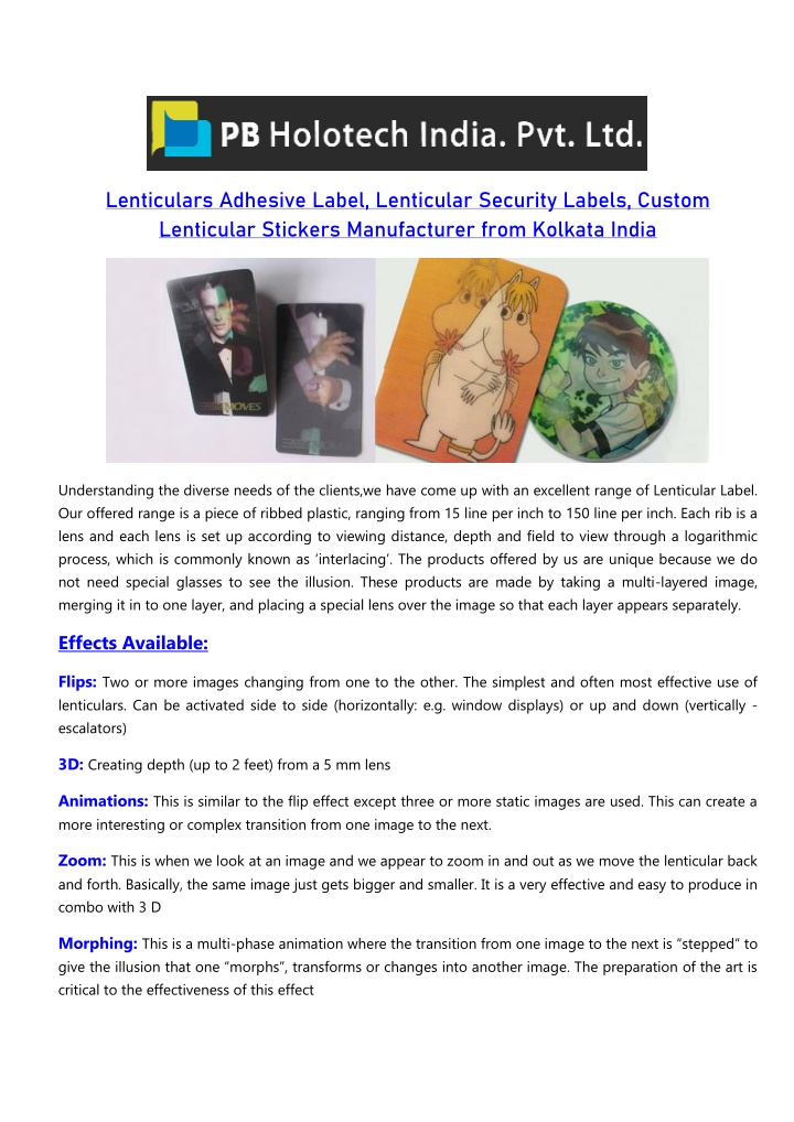 lenticulars adhesive label lenticular security n.w