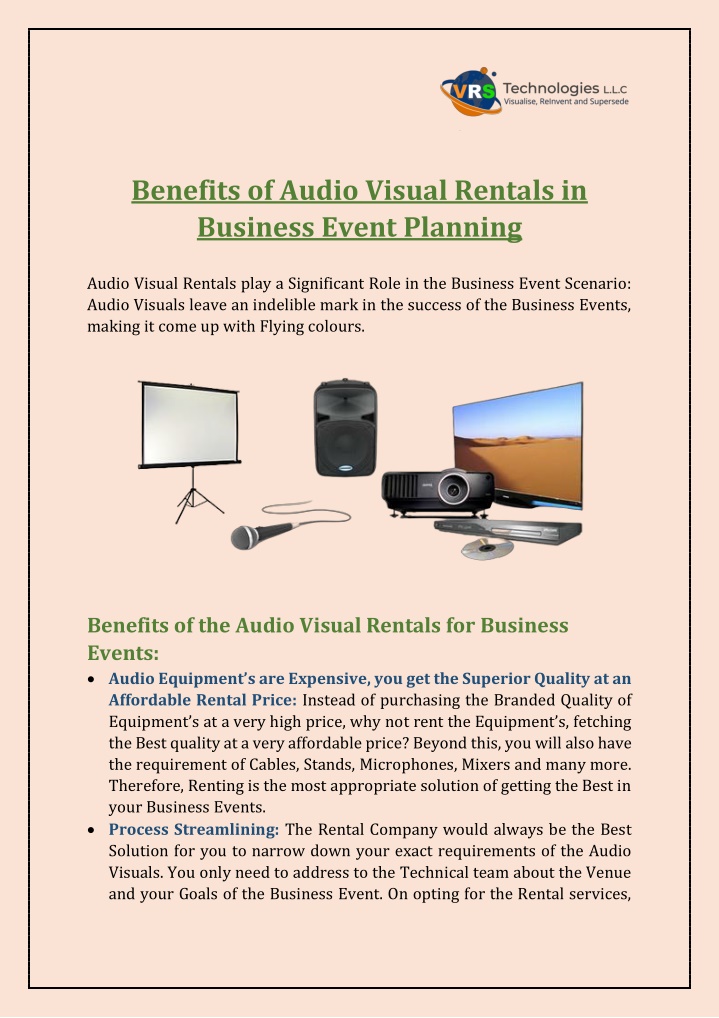 benefits of audio visual rentals in business n.w