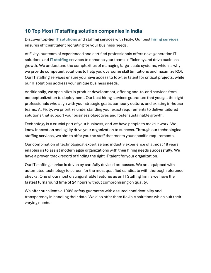 10 top most it staffing solution companies n.w