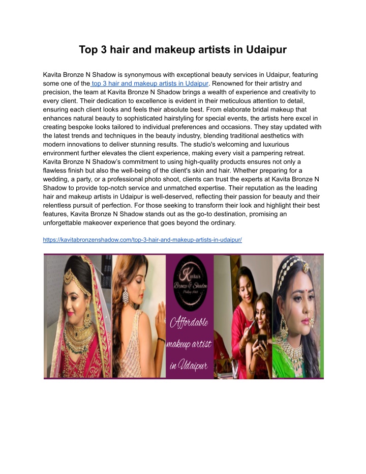 top 3 hair and makeup artists in udaipur n.w