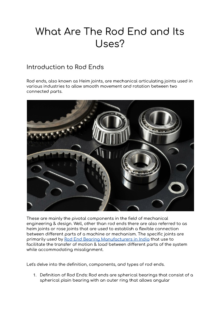 what are the rod end and its uses n.w